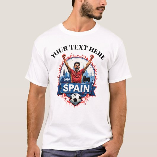 カスタマイズ可能なスペイン サッカー チーム サポーター Tシャツ (正面)