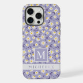 カスタマイズ可能なスミレ色の白い花柄 iPhoneケース (裏面)