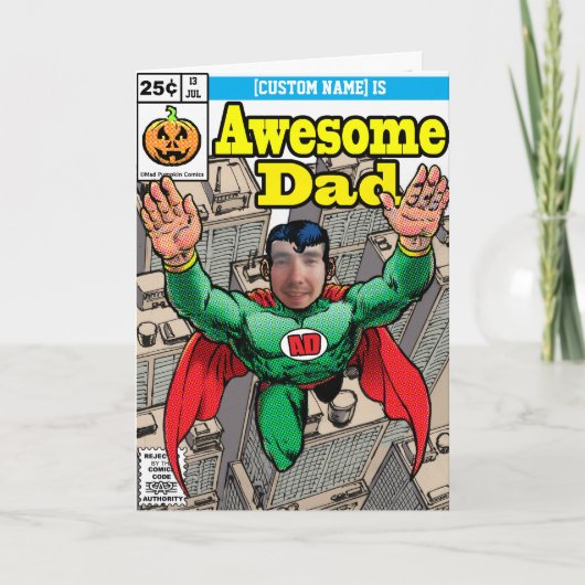 カスタマイズ可能なスーパーヒーロー漫画誕生日 カード (正面)