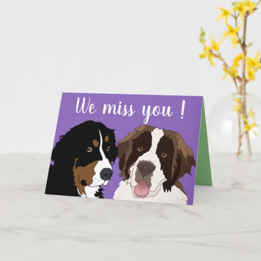 カスタマイズ可能なセントバーナードとベルネーズマウンテンドッグC カード (黄色い花)