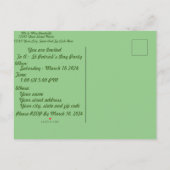 カスタマイズ可能なセントパトリックの日シェナニガンパーティー 案内ポストカード (裏面)