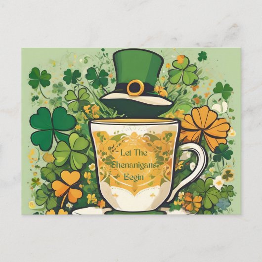 カスタマイズ可能なセントパトリックの日シェナニガンパーティー 案内ポストカード (正面)