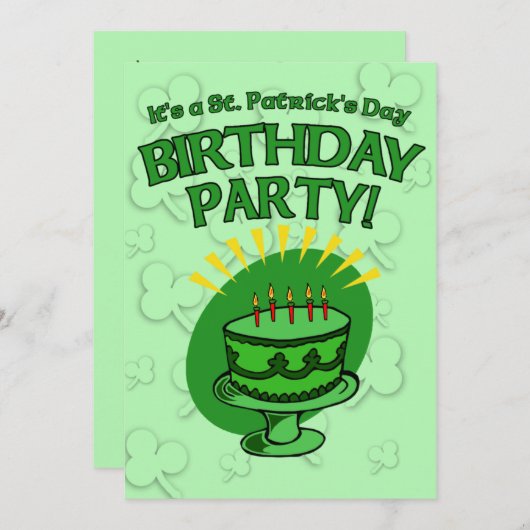 カスタマイズ可能なセントパトリックの誕生会の招待 招待状 (正面/裏面)