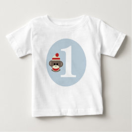 カスタマイズ可能なソックス猿の誕生日のワイシャツ ベビーTシャツ