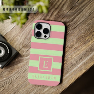 カスタマイズ可能なソフトパステルピンク緑の色のストライプ Case-Mate iPhone 14 PRO MAXケース