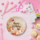 カスタマイズ可能なソフトピンクの花柄紙皿 ペーパープレート (パーティー)