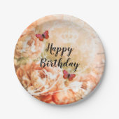 カスタマイズ可能なソフトピンクの花柄紙皿 ペーパープレート (正面)