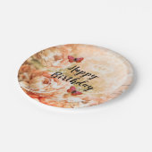 カスタマイズ可能なソフトピンクの花柄紙皿 ペーパープレート (アングル)