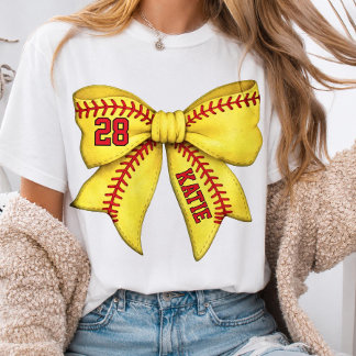 カスタマイズ可能なソフトボールママボウ、名前と背番号入り Tシャツ