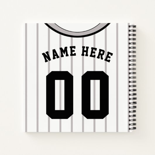 カスタマイズ可能なソフトボール野球ピンストライプのジャージ ノートブック (裏面)