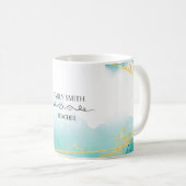 カスタマイズ可能なターコイズ水色抽象芸術 モダン コーヒーマグカップ (正面右)