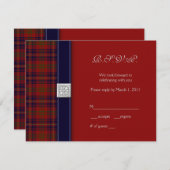 カスタマイズ可能なタータンチェックケルト応答カード 出欠カード (正面/裏面)