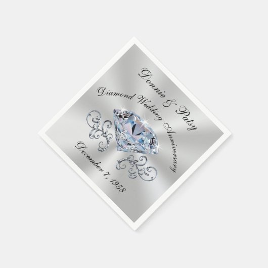 カスタマイズ可能なダイヤモンド記念日カクテルナプキン スタンダードカクテルナプキン (角)