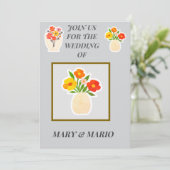 カスタマイズ可能なダウンロード可能な花のウェディング招待状 招待状 (スタンド正面)