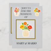 カスタマイズ可能なダウンロード可能な花のウェディング招待状 招待状 (正面/裏面)