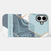 カスタマイズ可能なダスティグリーンマーブルの名前 Case-Mate iPhoneケース (裏面 (横))