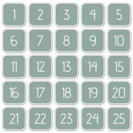 カスタマイズ可能なダスティグリーン角形数字ステッカー シール (正面)