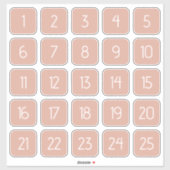 カスタマイズ可能なダスティピンクのスクエア数字ステッカー シール (シート)