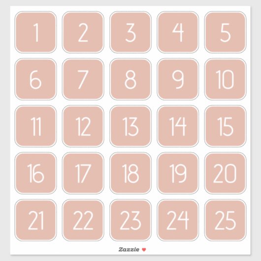 カスタマイズ可能なダスティピンクのスクエア数字ステッカー シール (シート)