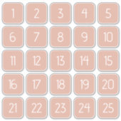 カスタマイズ可能なダスティピンクのスクエア数字ステッカー シール (正面)