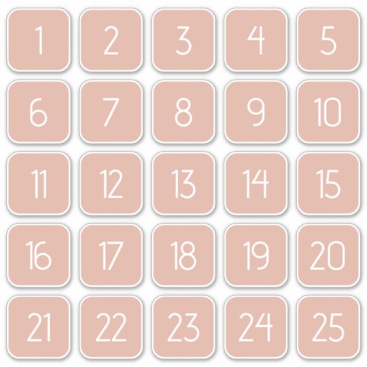 カスタマイズ可能なダスティピンクのスクエア数字ステッカー シール (正面)