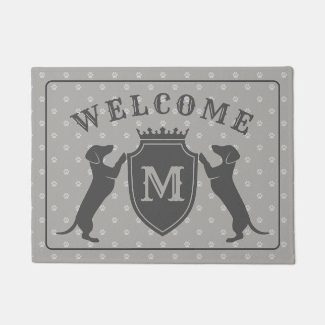 カスタマイズ可能なダックスフントの玄関マット ドアマット (正面)