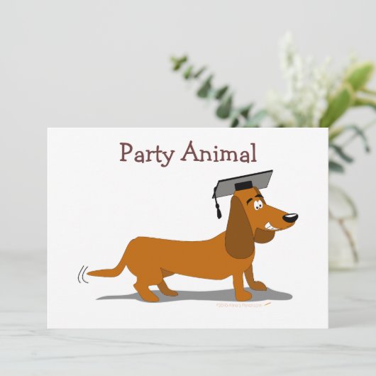 カスタマイズ可能なダックスフント犬の卒業のテンプレート 案内状 (スタンド正面)