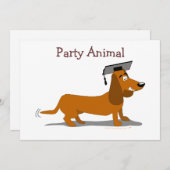 カスタマイズ可能なダックスフント犬の卒業のテンプレート 案内状 (正面/裏面)