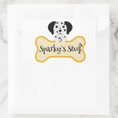 カスタマイズ可能なダルメシアン 犬の骨ステッカー付き 長方形シール (バッグ)