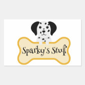 カスタマイズ可能なダルメシアン 犬の骨ステッカー付き 長方形シール (正面)