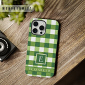 カスタマイズ可能なダークオリーブグリーン白市松模様に色 iPhoneケース