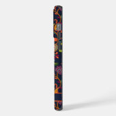 カスタマイズ可能なダークネイビーブルーオレンジペイズリーパターン iPhoneケース (左側面)