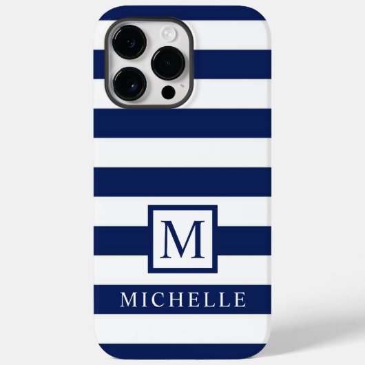カスタマイズ可能なダークネイビーブルーホワイトカラーブロック Case-Mate iPhoneケース (裏面)