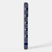 カスタマイズ可能なダークネイビーブルーホワイトグレイアステカ iPhoneケース (右側面)