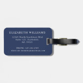 カスタマイズ可能なダークネイビーブルーホワイト水玉模様 ラゲッジタグ (裏面横)