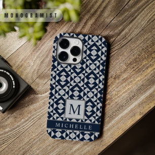 カスタマイズ可能なダークネイビーブルーライトグレージオメトリ Case-Mate iPhone 14 PRO MAXケース