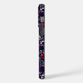 カスタマイズ可能なダークネイビーブルーレッドホワイトペイズリー iPhoneケース (左側面)