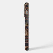 カスタマイズ可能なダークブルーベージュペイズリーパターン iPhoneケース (左側面)