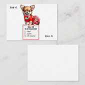 カスタマイズ可能なチワワの子犬のバレンタイン ノートカード (正面/裏面)