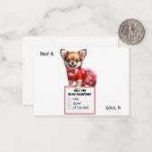 カスタマイズ可能なチワワの子犬のバレンタイン ノートカード (正面/裏面インサイチュ)