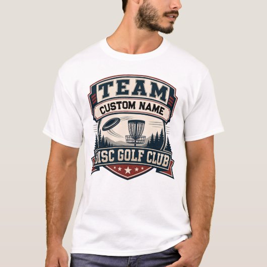 カスタマイズ可能なチーム ディスクゴルフ クラブ 大学ロゴ Tシャツ (正面)