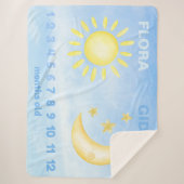 カスタマイズ可能なツインマイルストーンサンムーンベビーブランケット シェルパブランケット (正面)