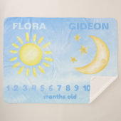 カスタマイズ可能なツインマイルストーンサンムーンベビーブランケット シェルパブランケット (正面(横))