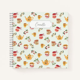カスタマイズ可能なティータイムシームレスなパターン ノートブック