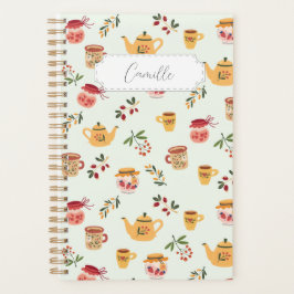 カスタマイズ可能なティータイムシームレスなパターン プランナー手帳