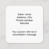 カスタマイズ可能なティール（緑がかった色）のワックス化またはその他の職業 スクエア名刺 (裏面)