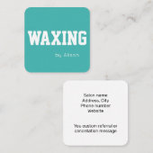 カスタマイズ可能なティール（緑がかった色）のワックス化またはその他の職業 スクエア名刺 (正面/裏面)