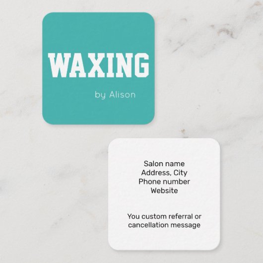 カスタマイズ可能なティール(緑がかった色)のワックス化またはその他の職業 スクエア名刺 (正面/裏面)