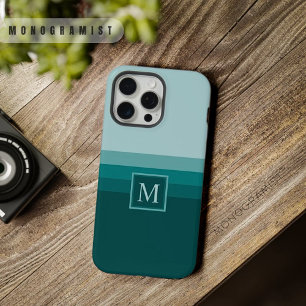 カスタマイズ可能なティール(緑がかった色)ブルーグリーンカラーブロック iPhone 15 PRO MAXケース