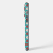 カスタマイズ可能なティール(緑がかった色)ブルーグリーングレーアーガイルブラウン iPhoneケース (左側面)